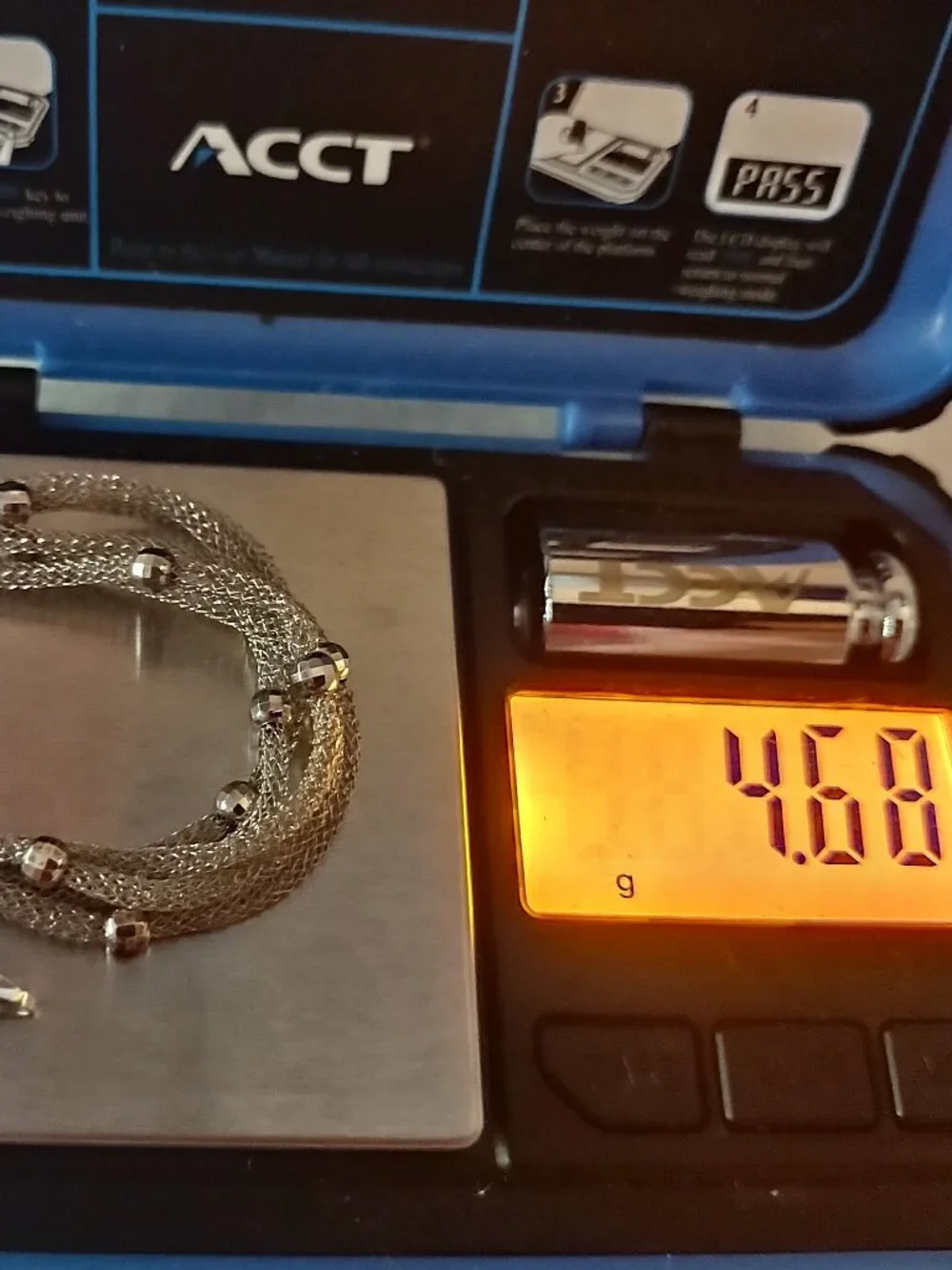 Italy Mesh Chain Bracelet w/Silver Pounded Beads 7